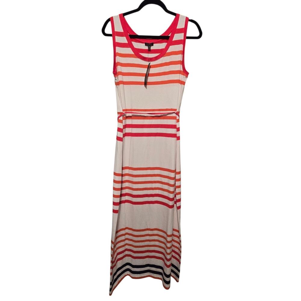 Talbots NEW Striped Maxi Dress Womens MED Red Orange‎ $89 Summer Beach Resort